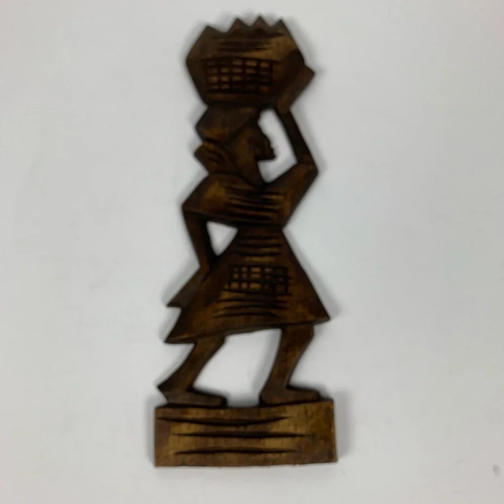 Hand Carved Tribal Wall Hanging Woman With Basket